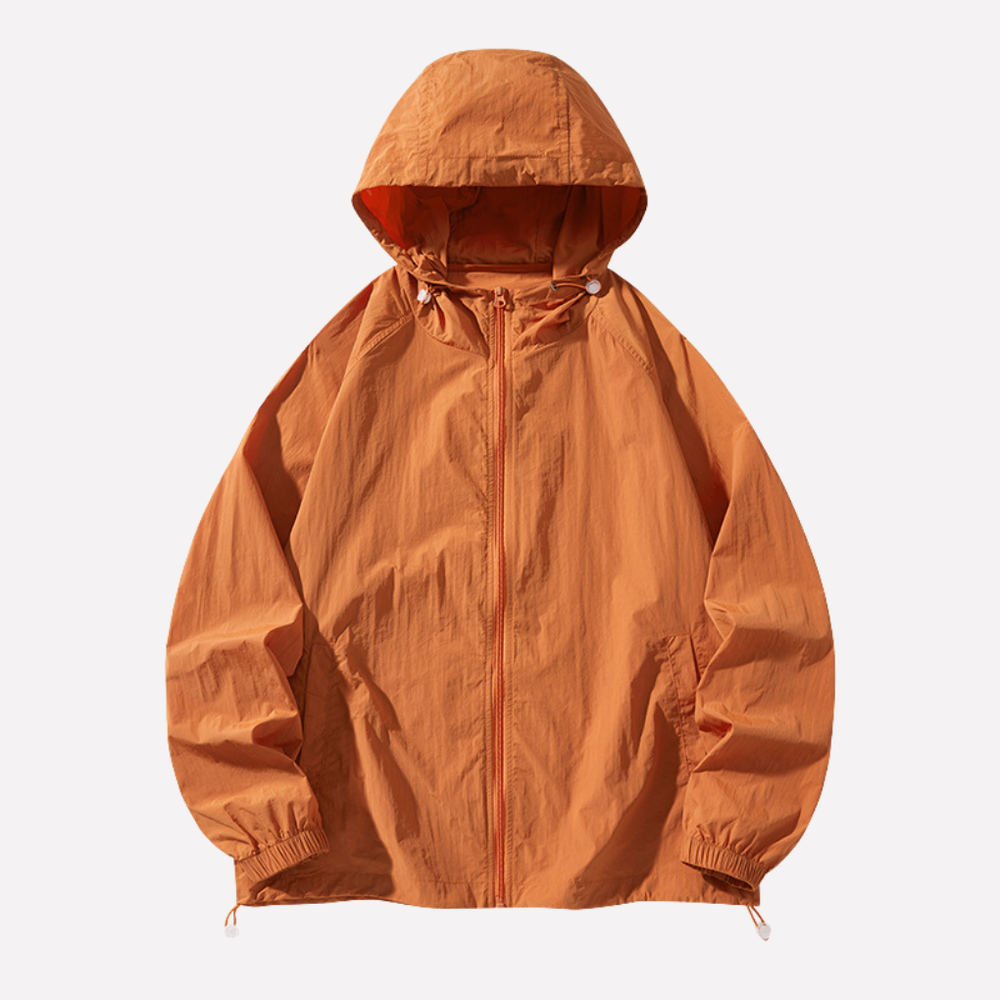 Stijlvolle oranje/roest mannen buitenjas met praktische zakken, perfect voor casual gebruik en elk avontuur outdoor.