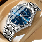 Zilveren armband met blauwe wijzerplaat