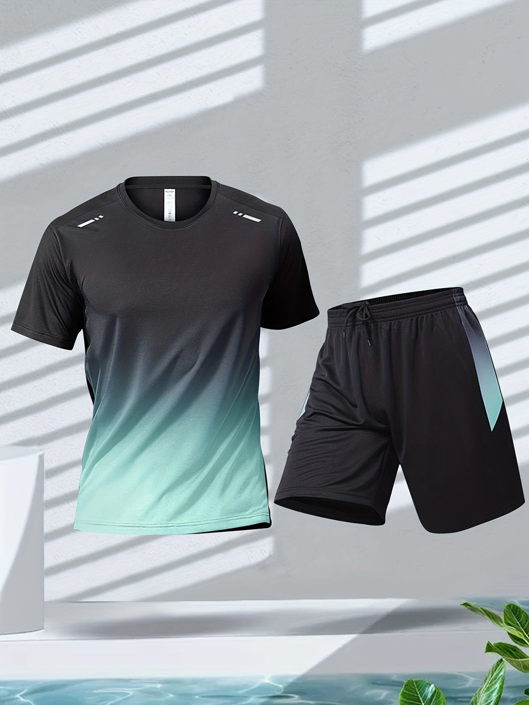 PowerMove heren sportset met ademend T-shirt en shorts, perfect voor actieve trainingen en zomer.