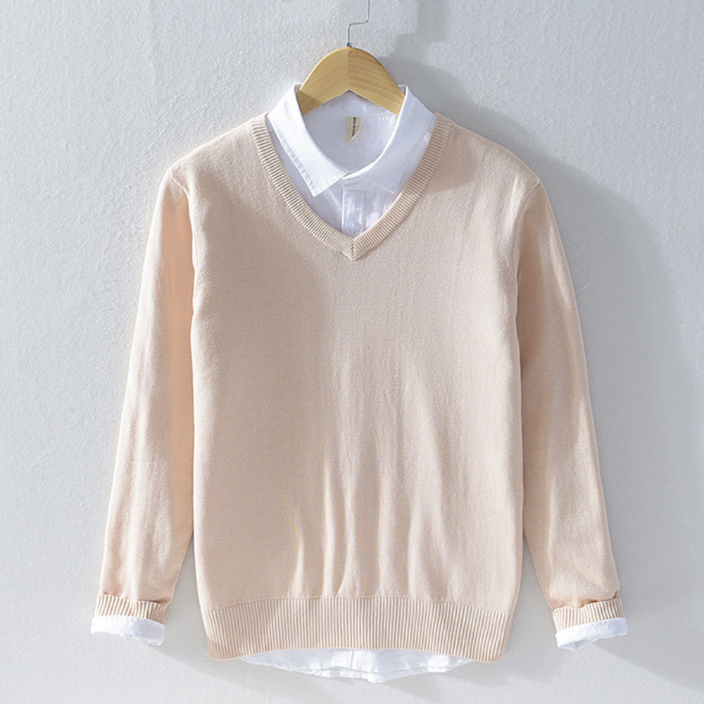 Comfortabele heren trui met V-hals en lange mouwen, perfect voor veelzijdige winter- en herfstlooks.