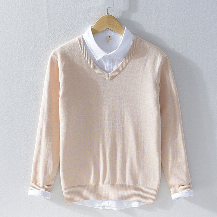 Comfortabele heren trui met V-hals en lange mouwen, perfect voor veelzijdige winter- en herfstlooks.