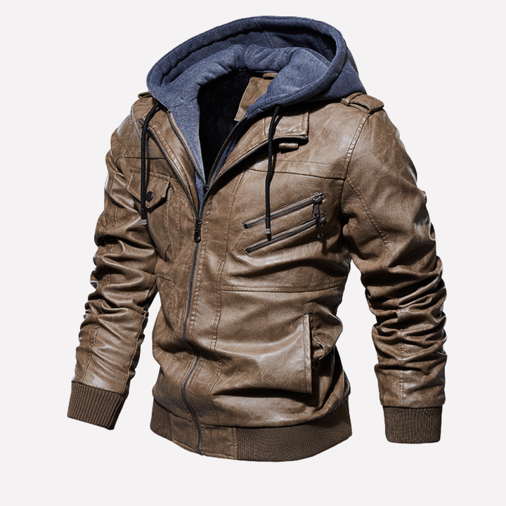 Detail van de luxe bontkraag op een warme mannen winterjas; essentieel voor winterse elegantie.