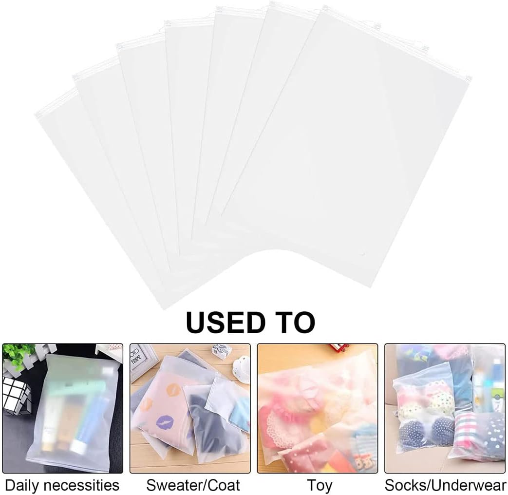 Handige zipzakjes (40-pack) voor reisorganisatie en bescherming van kleding, met matte afwerking.