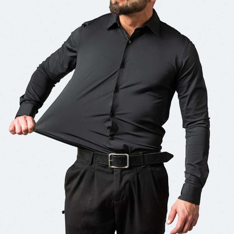 Modern en comfortabel elastisch herenoverhemd, lange mouw. Ideaal voor de dynamische man. [[lstfy-media:10]]