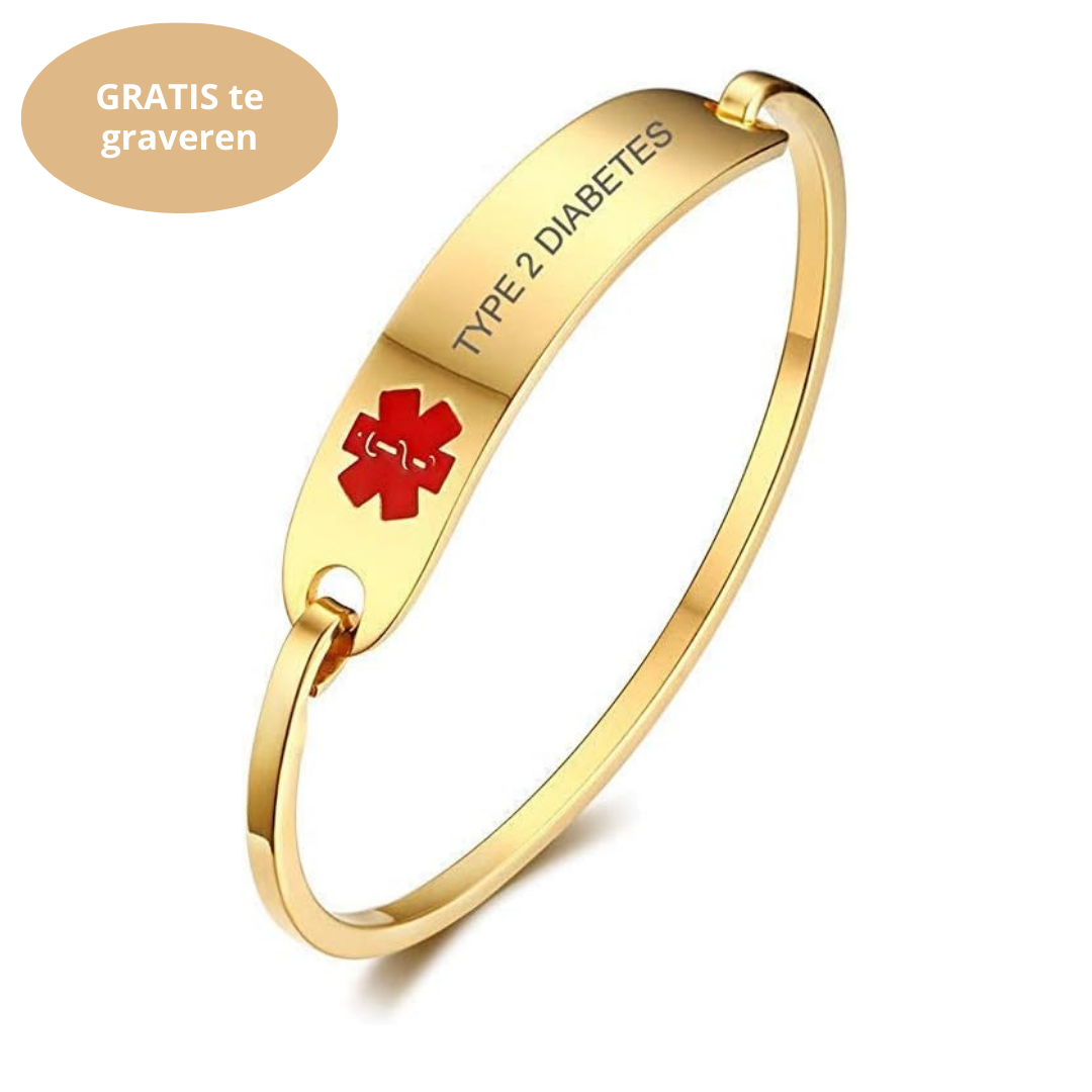 MedAlert medische ID armband van roestvrij staal met gratis gravering. Hypoallergeen voor noodsituaties.