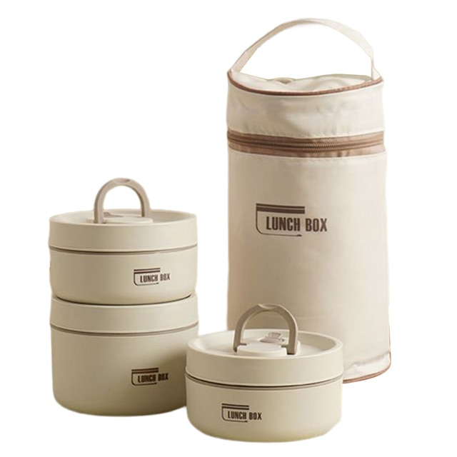 Geïsoleerde picknick lunchbox set, meerlagig en lekdicht, inclusief handige draagtas.