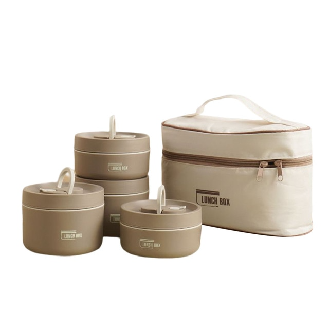 Isobox™ geïsoleerde lunchbox, roestvrij staal, met meerdere compartimenten en draagtas.