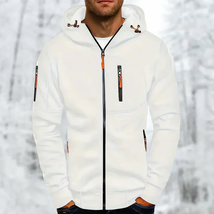 Stijlvolle MetroFlex heren hoodie, comfortabel vest met rits voor een casual, modieuze look.
