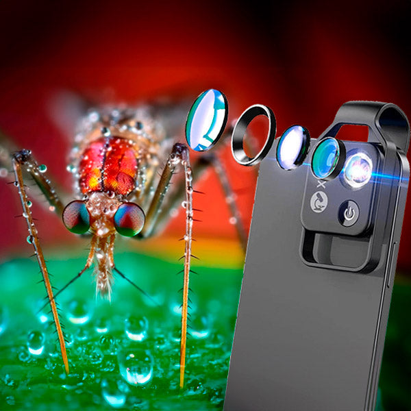 Voorbeeldweergave van een blad onder de MicroZoom smartphone microscoop, toont indrukwekkende detailvergroting.