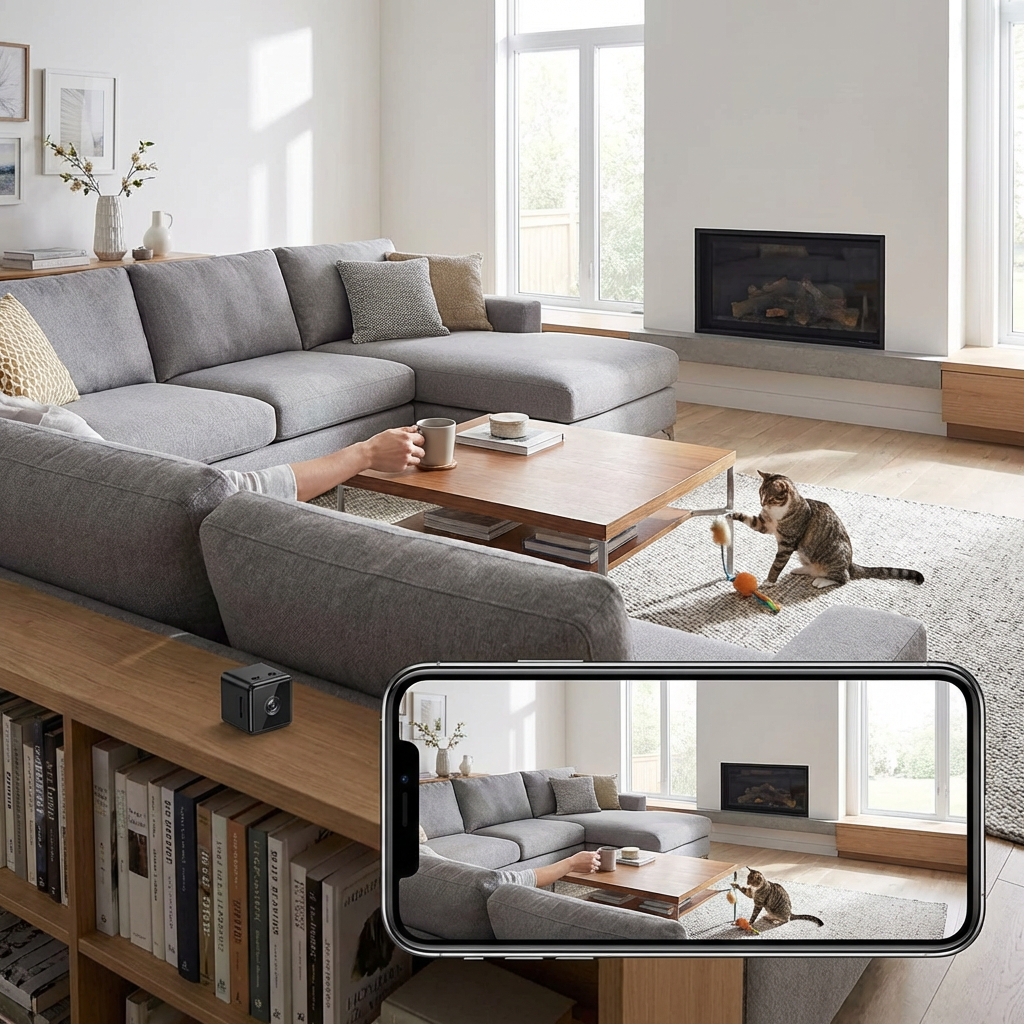 Compacte 1080p wifi beveiligingscamera. Ideaal voor draadloze videobewaking binnen en buiten.