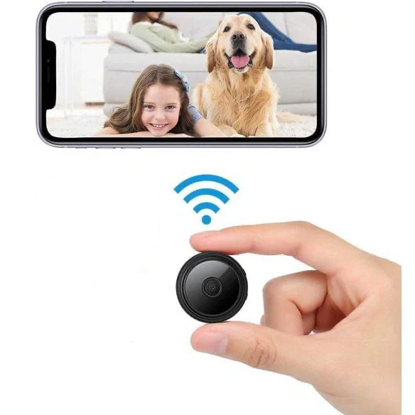 Mini draadloze beveiligingscamera voor onopvallende bewaking thuis of op kantoor. Compact met wifi.