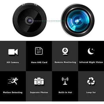 Mini HD beveiligingscamera met livestream functie. Draadloze bewaking via wifi, overal bereikbaar.