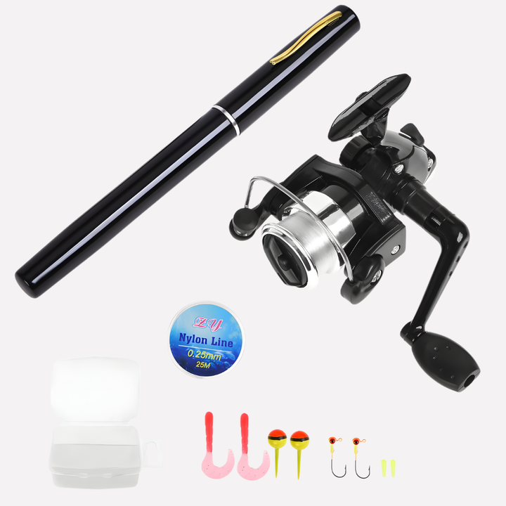 Mini telescopische visshengel en visrol set, ideaal voor reisvissen. Perfecte draagbare visset.