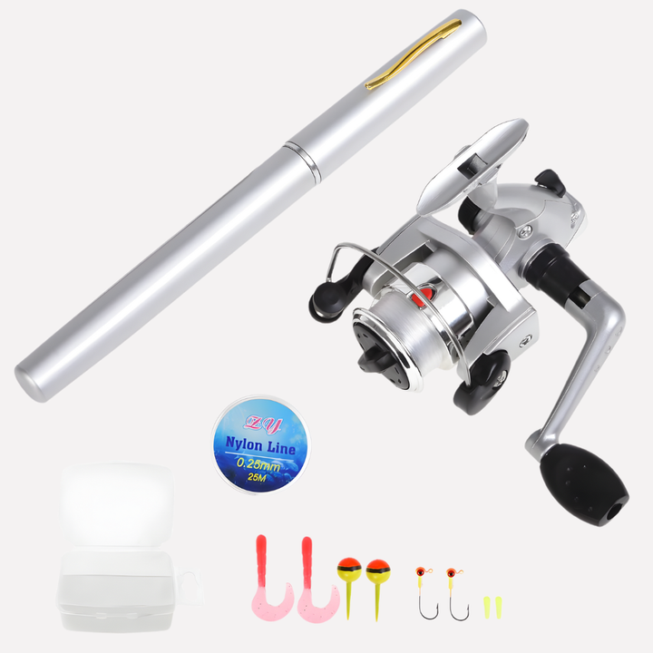 Draagbare mini visset: telescopische visshengel met visrol, geschikt voor beginners en ervaren zoetwatervissers.