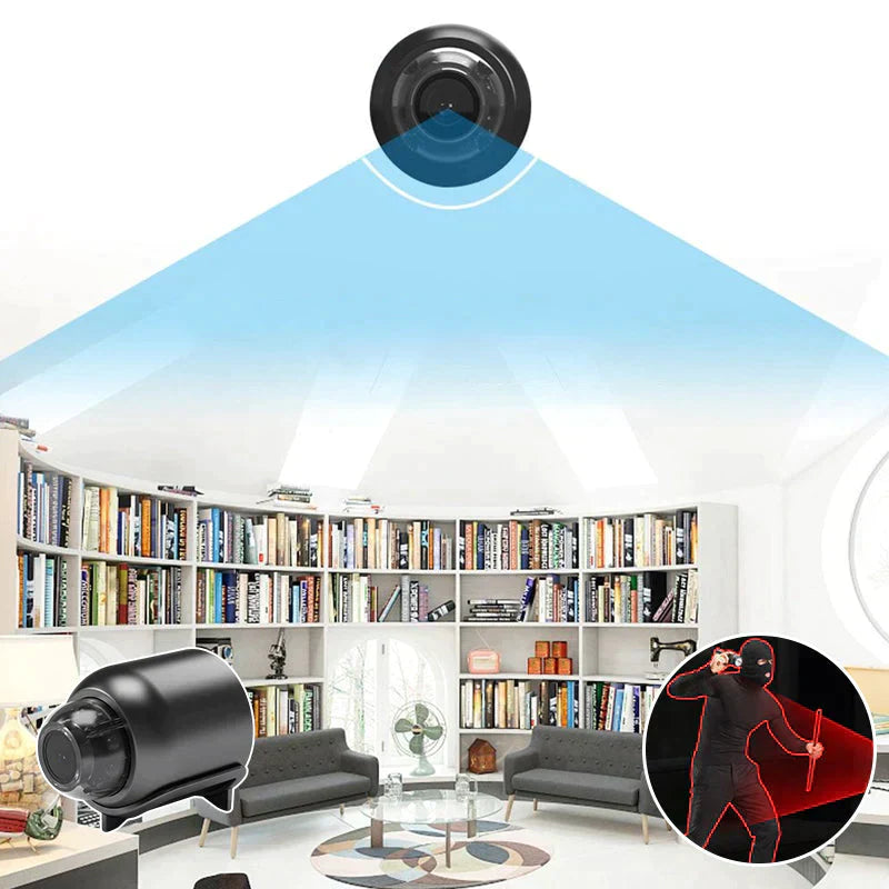 Draadloze mini camera voor huisbeveiliging, met 1080p beeldkwaliteit en helder nachtzicht. Eenvoudig te installeren.