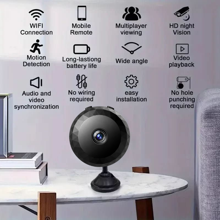Mini WiFi Camera 1080P HD met bewegingssensor en nachtzicht voor thuis- en kantoorbeveiliging.