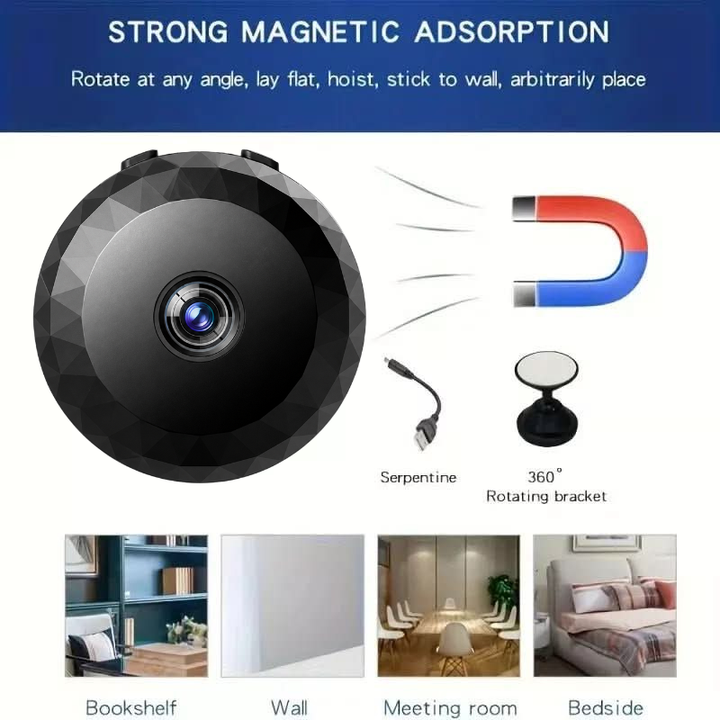 Ultra-compacte mini camera, draadloos en discreet. Perfecte HD beveiligingscamera voor overal, binnen.