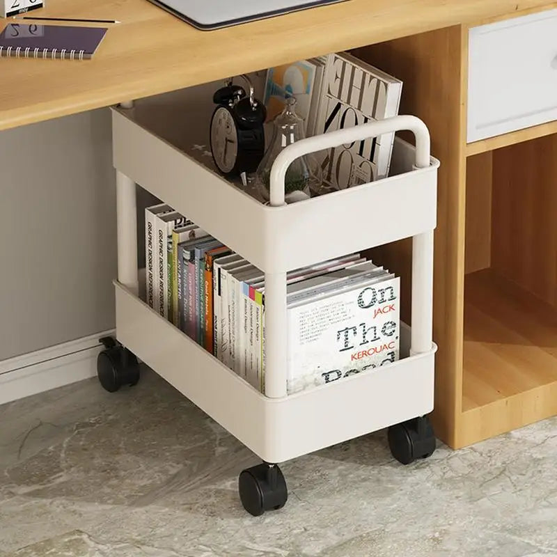 Mobiele boekenplank trolley Rollit met wielen; compacte opbergkar ideaal voor boekenopslag in studeerkamer of kantoor.