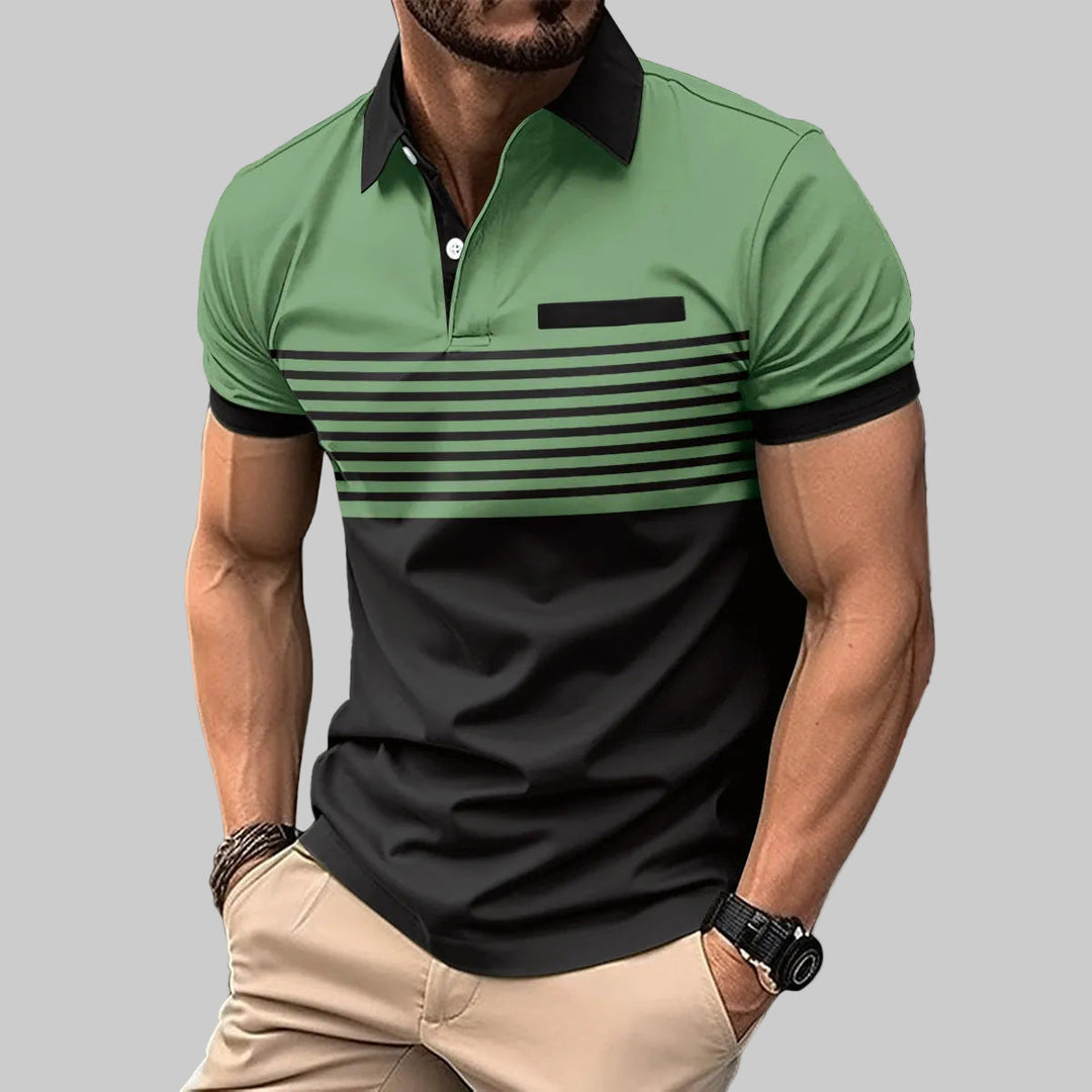 Veelzijdig heren poloshirt, modern gestreept, perfect voor casual en lente/zomer.