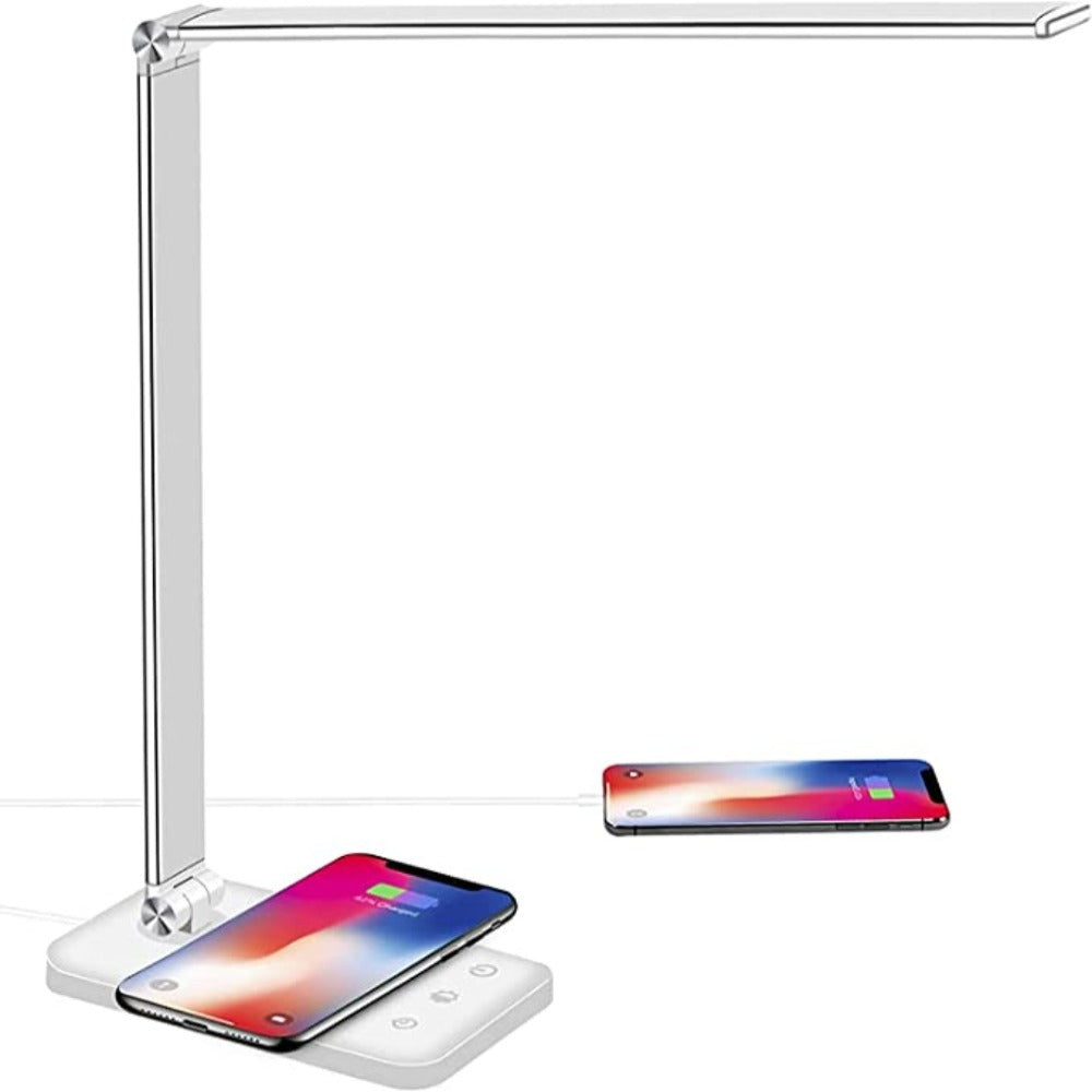 Efficiënte LED bureaulamp met oogvriendelijk licht, touch bediening en ingebouwde USB oplaadpoort voor uw apparaten.