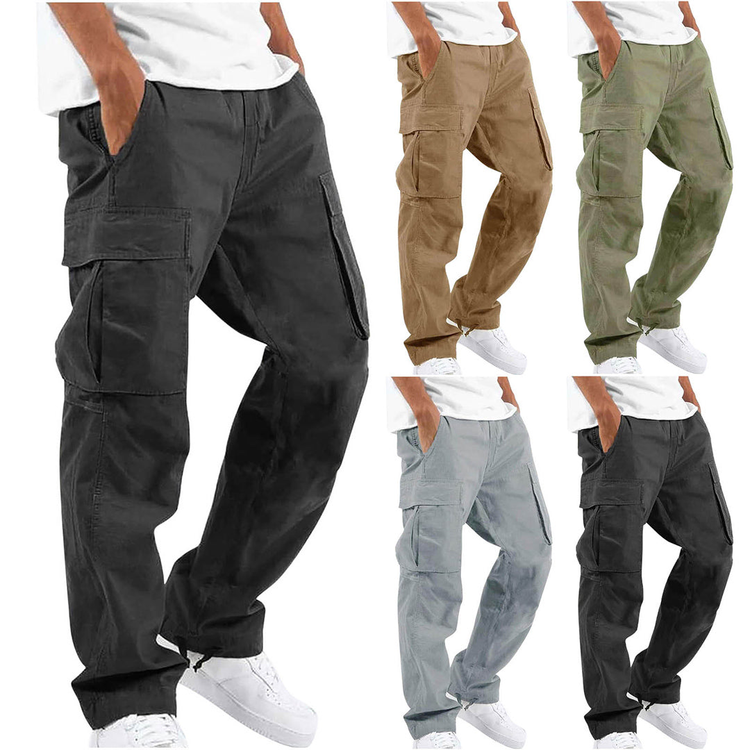 "Moderne heren cargo broek met cargozakken, comfortabele pasvorm, diverse kleuren, ideaal voor stijl en functionaliteit."