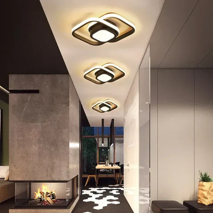 Design LED plafondlamp met strakke lijnen, sfeervolle en energiezuinige binnenverlichting.