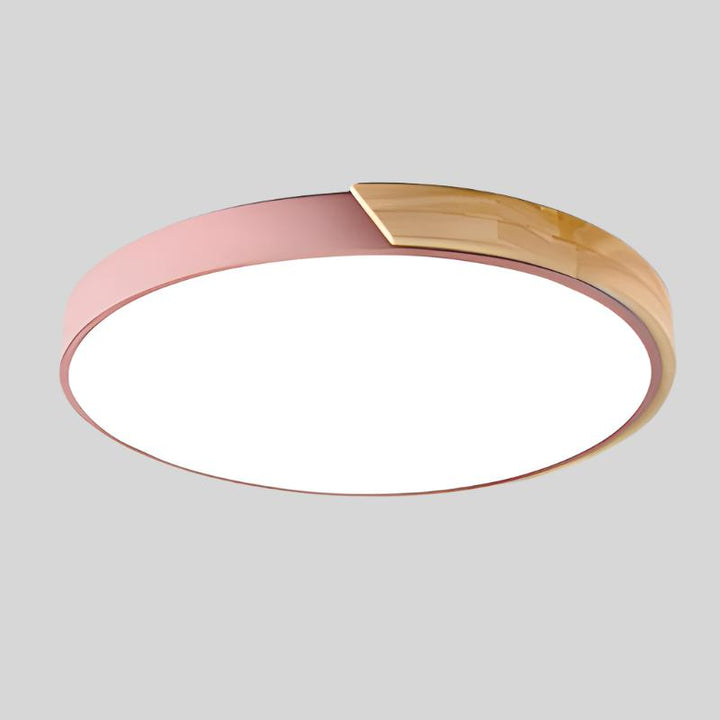 Stijlvolle Macaron designer plafondlamp, houten details, LED voor eigentijdse interieurverlichting.