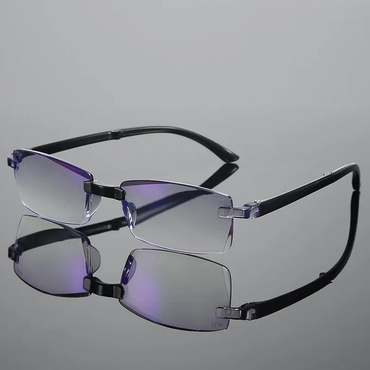 "Moderne multifocale leesbril met bruine frame en onverwoestbaar design, biedt elegantie en duurzame zichtcorrectie."