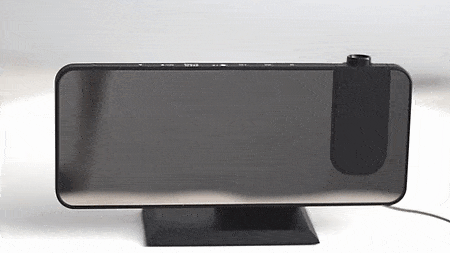 Geavanceerde wekker met 180° tijdprojectie, USB-oplaadpoort, LED-scherm en temperatuurweergave.