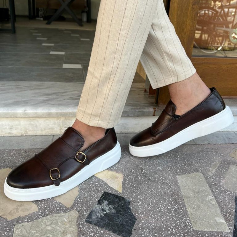 Moderne heren instappers met gesp, comfortabele nette schoenen voor elke gelegenheid