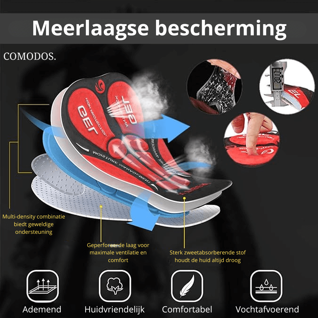 Unisex motorrijders shorts: comfortabele onderkleding met beschermende gelpads voor schokabsorptie en ventilatie.