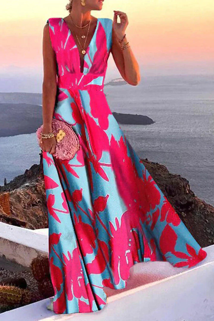 Comfortabele mouwloze zomerjurk Layla voor dames, met bloemenprint; perfect als casual of strandjurk.