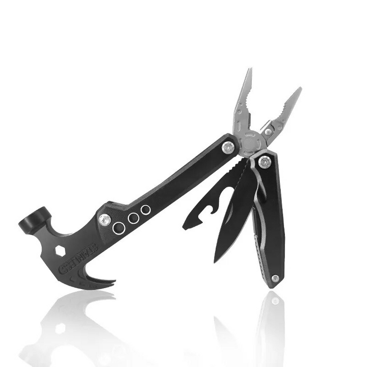 Robuuste multifunctionele tool met tang, mes en schroevendraaier, handig voor alledaagse klussen.
