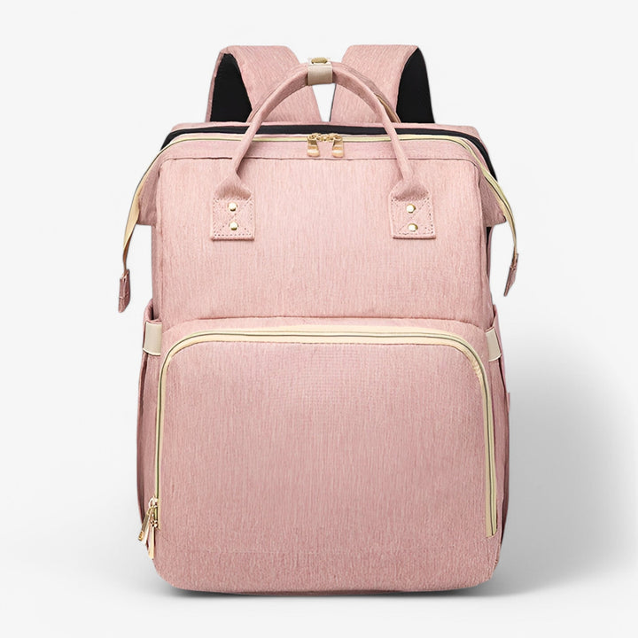 Compacte Noëlle luiertas die snel een veilig babybedje wordt; essentieel voor ouders onderweg.