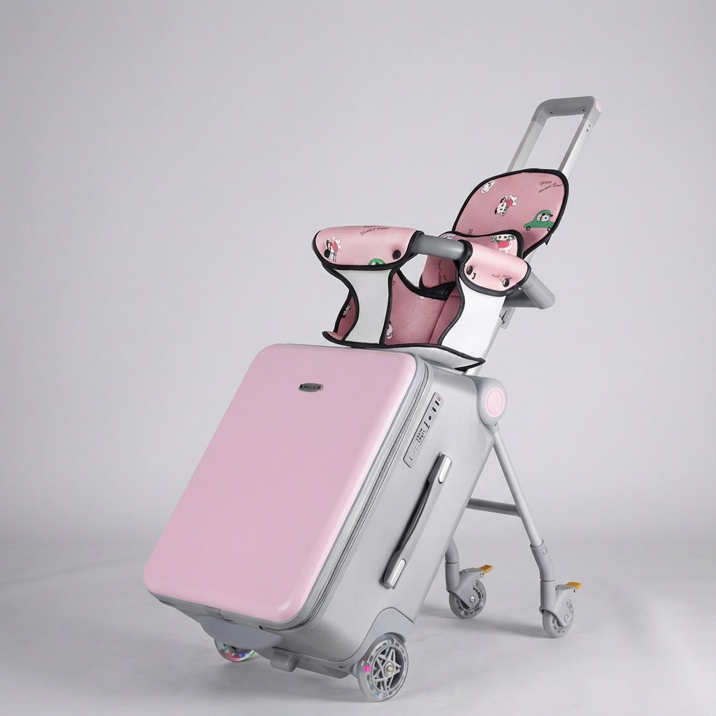Kinderreiskoffer RideBuddy voor kids, met ride-on functie en stevige wielen. Maakt reizen leuk & gemakkelijk.
