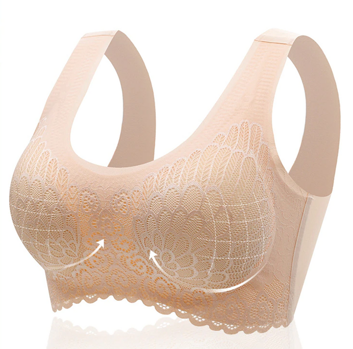 Ademende draadloze push-up bh, naadloze t-shirt bh voor dames met gevoelige huid.