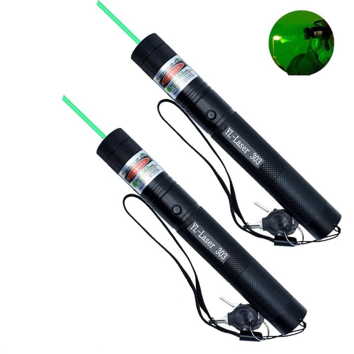 Professionele laserpointer met heldere groene en rode stralen, onmisbaar voor effectieve presentaties en trainingen.