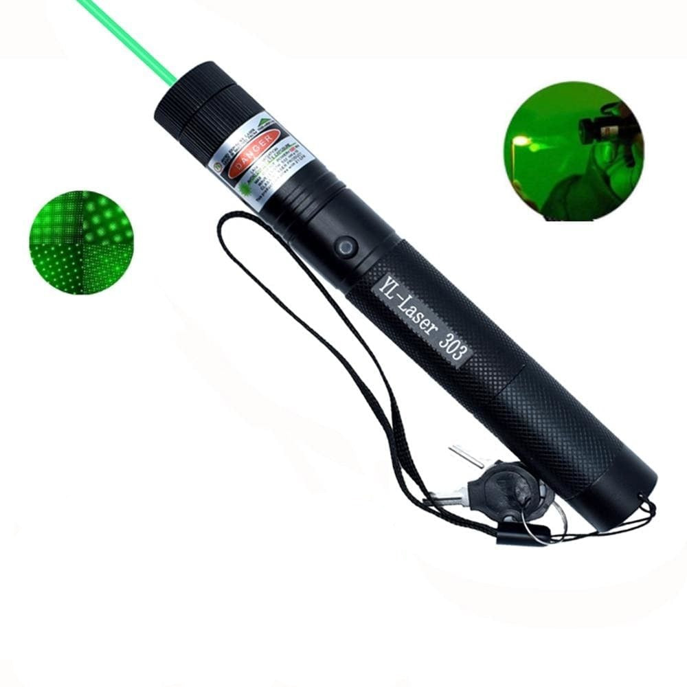 Krachtige laserpointer met groene en rode lichtopties, ideaal voor een heldere en precieze aanwijzing.