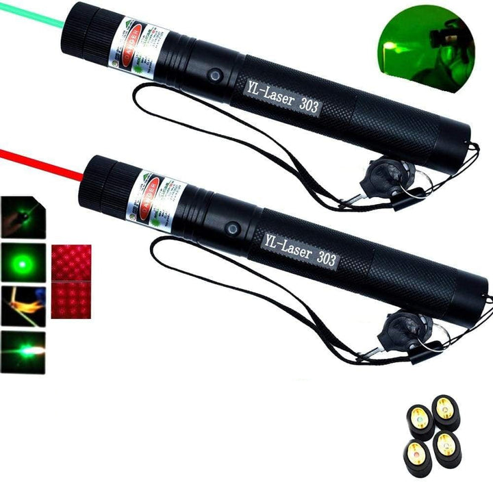 Hoogwaardige laserpointer; groene en rode lichtbundels, zeer zichtbaar en ontworpen voor precisiegebruik.