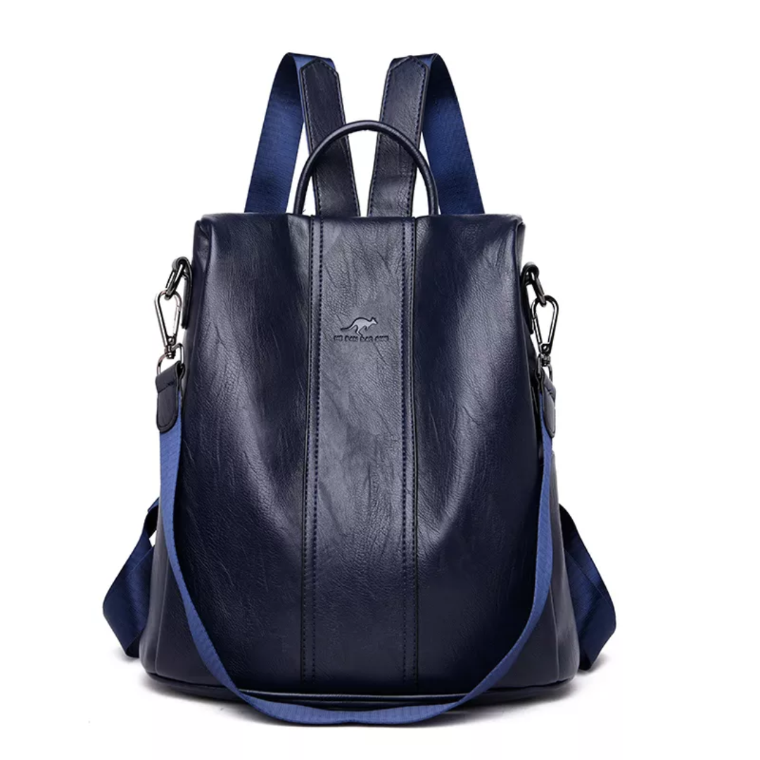Marineblauwe dames antidiefstal rugzak met schouderbanden