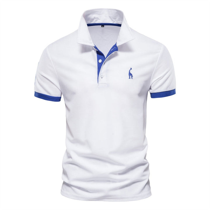Ademend heren poloshirt met korte mouwen voor de zomercollectie. Stijlvolle en comfortabele casual herenmode.