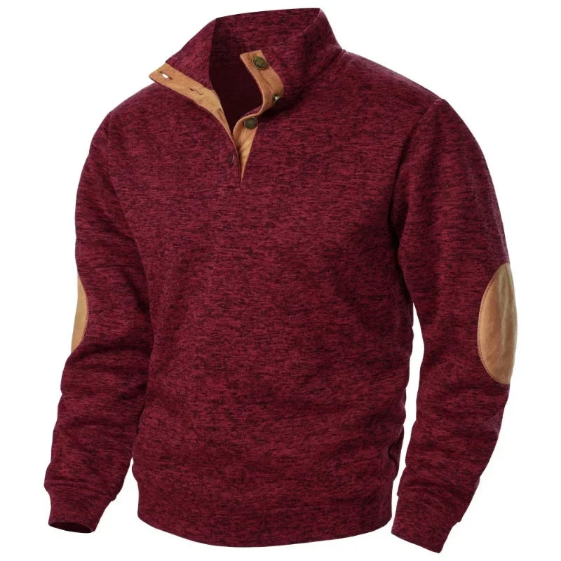 Achterkant van het comfortabele heren V-hals sweatshirt. Stijlvol en flexibel voor casual outdoor mode.