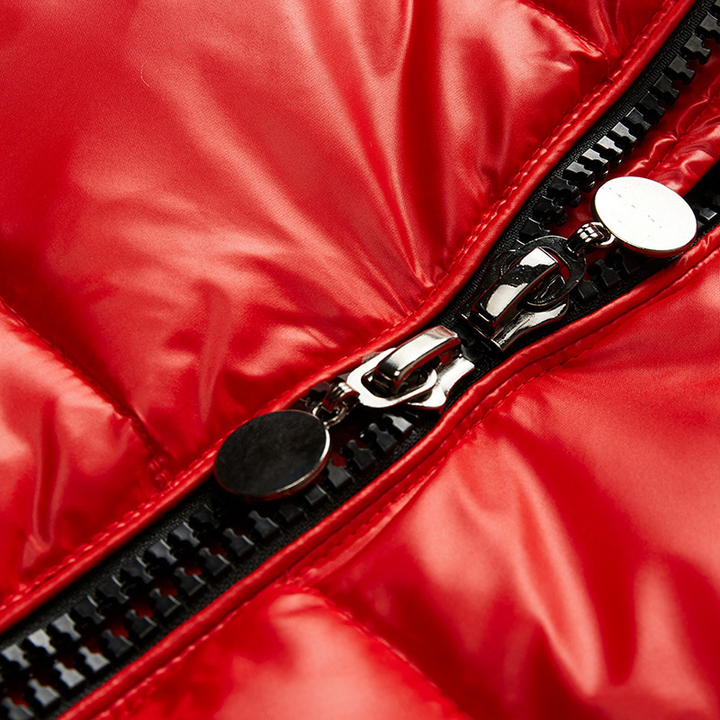 Heuplang glanzend heren pufferjack, de ultieme warme en modieuze bovenkleding.