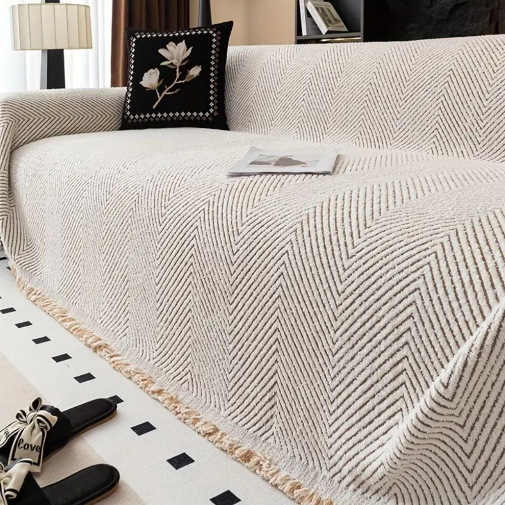 Stijlvolle haringbone bankhoes voor bankbescherming. Omkeerbaar design met zachte textuur, perfect voor uw woonkamer.