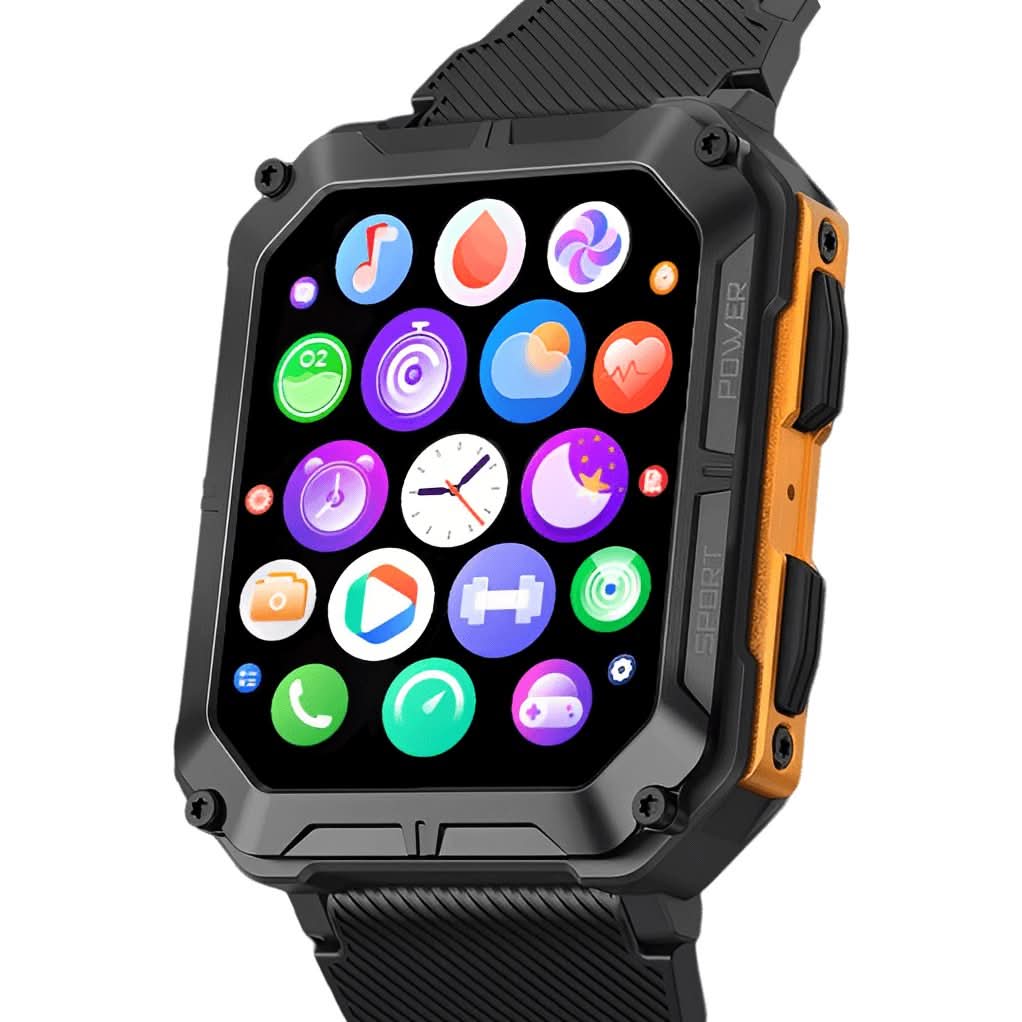 Schokbestendige dames smartwatch: ArmorTime voor outdoor gebruik, trackt gezondheid, stappen en slaap.