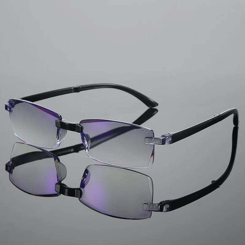Set van twee onverwoestbare multifocale leesbrillen (1+1 gratis) met blauwlichtfilter voor optimale oogbescherming.