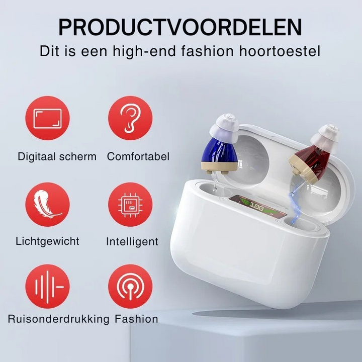 "Onzichtbaar en discreet in-ear hoortoestel met ergonomisch design voor dagelijks comfort en kristalhelder geluid"