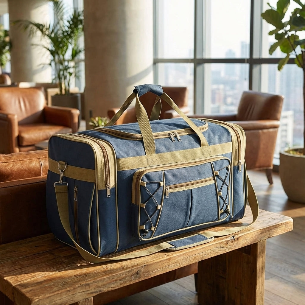 Opengevouwen PackLiteX opvouwbare reistas van Oxford (65L), ideaal voor reizen, avontuur en als ruime weekendtas.