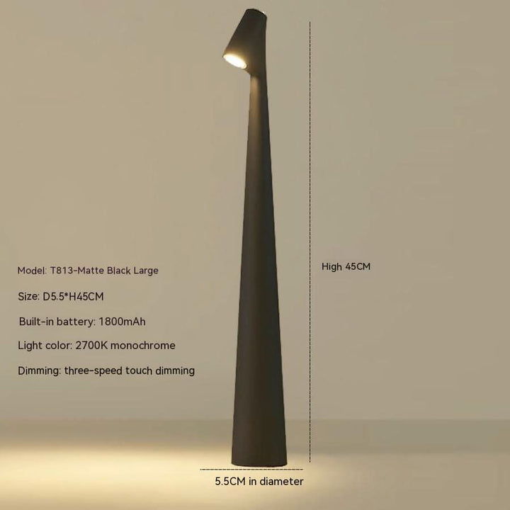 Moderne draadloze LED tafellamp, oplaadbaar, dimbaar voor binnen- en buiteninterieur. Sfeerverlichting.