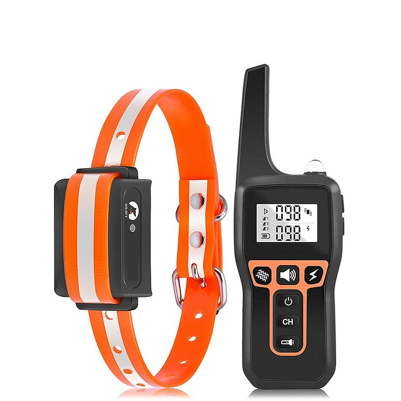 Oplaadbare trainingshalsband helpt bij gehoorzaamheid, blaffen en terugroepen van honden, waterdicht tot 1000m.